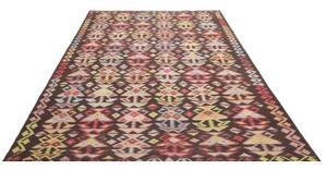 Tappeto Kilim Stilizzato Marrone Scuro Multicolore 201x295 Cm