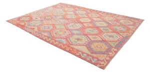 Tappeto Kilim Stilizzato Rosa Antico Celeste 209x295 Cm