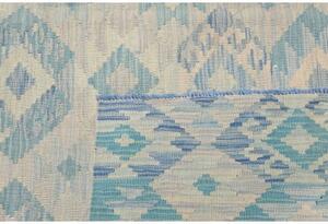 Tappeto Kilim Geometrico Beige Azzurro 205x301 Cm