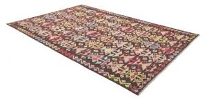Tappeto Kilim Stilizzato Marrone Scuro Multicolore 201x295 Cm