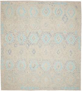Tappeto Kilim Geometrico Beige Azzurro 261x290 Cm