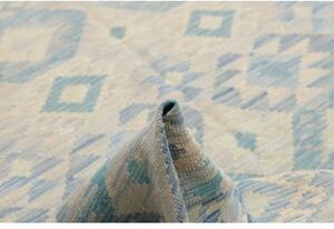 Tappeto Kilim Geometrico Beige Azzurro 205x301 Cm