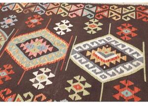 Tappeto Kilim Geometrico Marrone Scuro Multicolore 206x293 Cm