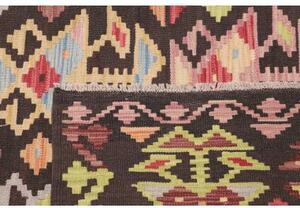 Tappeto Kilim Stilizzato Marrone Scuro Multicolore 201x295 Cm