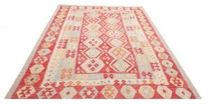 Tappeto Kilim Geometrico Rosso Beige 200x295 Cm