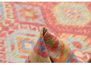 Tappeto Kilim Stilizzato Rosa Antico Celeste 209x295 Cm