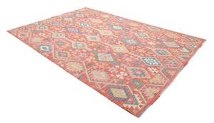 Tappeto Kilim Geometrico Terracotta Azzurro 205x298 Cm