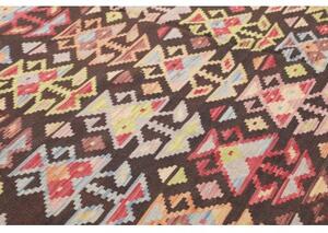 Tappeto Kilim Stilizzato Marrone Scuro Multicolore 201x295 Cm
