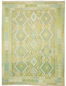 Tappeto Kilim Geometrico Verde Beige 256x340 Cm