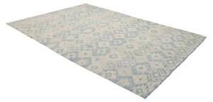 Tappeto Kilim Geometrico Beige Azzurro 205x301 Cm
