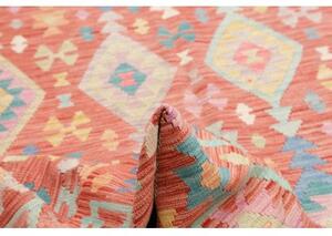 Tappeto Kilim Geometrico Terracotta Azzurro 205x298 Cm