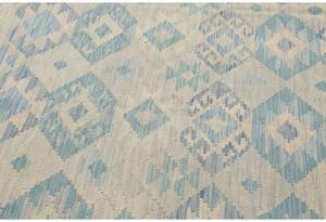 Tappeto Kilim Geometrico Beige Azzurro 205x301 Cm