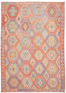 Tappeto Kilim Stilizzato Rosa Antico Celeste 209x295 Cm