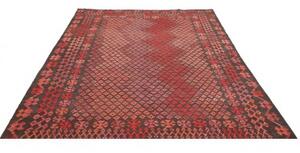 Tappeto Kilim Geometrico Rosso Nero 202x283 Cm