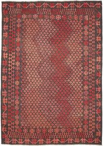 Tappeto Kilim Geometrico Rosso Nero 202x283 Cm