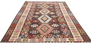 Tappeto Kilim Geometrico Marrone Scuro Multicolore 206x293 Cm
