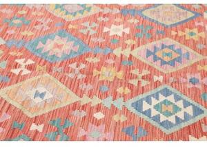 Tappeto Kilim Geometrico Terracotta Azzurro 205x298 Cm