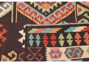 Tappeto Kilim Geometrico Marrone Scuro Multicolore 206x293 Cm