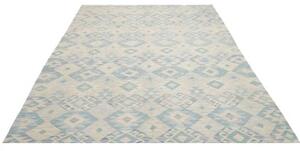 Tappeto Kilim Geometrico Beige Azzurro 205x301 Cm