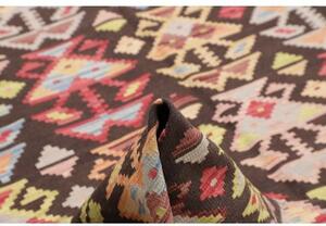Tappeto Kilim Stilizzato Marrone Scuro Multicolore 201x295 Cm