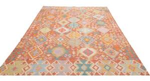 Tappeto Kilim Geometrico Arancione Multicolore 213x291 Cm