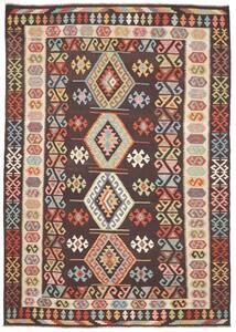 Tappeto Kilim Geometrico Marrone Scuro Multicolore 206x293 Cm