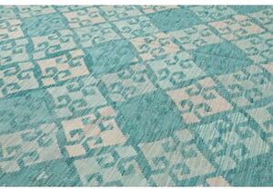 Tappeto Kilim Geometrico Acquamarina Avorio 239x339 Cm