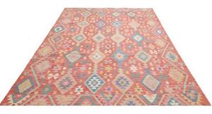 Tappeto Kilim Geometrico Terracotta Azzurro 205x298 Cm