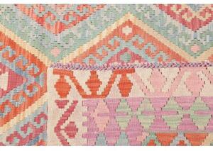 Tappeto Kilim Geometrico Arancione Azzurro 209x278 Cm