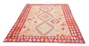 Tappeto Kilim Geometrico Rosso Beige 173x235 Cm