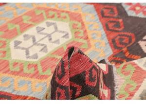 Tappeto Kilim Stilizzato Marrone Scuro Rosso 121x179 Cm
