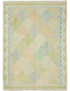 Tappeto Kilim Stilizzato Verde Salvia Azzurro 150x203 Cm