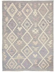 Tappeto Kilim Geometrico Grigio Azzurro Lavanda 127x173 Cm