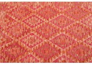 Tappeto Kilim Geometrico Rosso Corallo Arancione 128x177 Cm