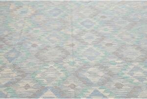Tappeto Kilim Geometrico Azzurro Grigio Chiaro 202x296 Cm