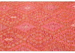 Tappeto Kilim Geometrico Rosso Corallo Arancione 180x246 Cm