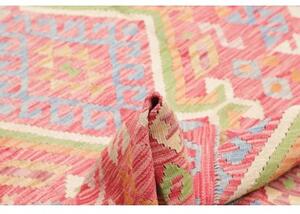 Tappeto Kilim Geometrico Rosso Azzurro 126x187 Cm