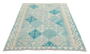 Tappeto Kilim Geometrico Turchese Avorio 125x178 Cm