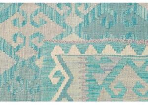 Tappeto Kilim Geometrico Turchese Avorio 125x178 Cm