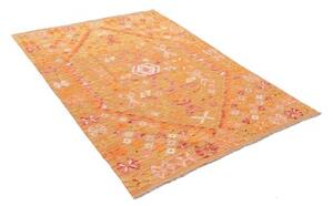 Tappeto Kilim Geometrico Arancione Rosa 129x176 Cm