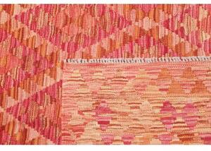 Tappeto Kilim Geometrico Rosso Corallo Arancione 128x177 Cm