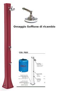 Doccia da Esterno in Resina A riscaldamento solare BIG HAPPY FIVE CON LAVAPIEDI 36 lt Dimensioni 26x20,5x h 220 cm - peso 17,5 kg Colore Rosso
