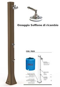 Doccia da Esterno in Resina A riscaldamento solare BIG HAPPY FIVE CON LAVAPIEDI 36 lt Dimensioni 26x20,5x h 220 cm - peso 17,5 kg Colore Dove gray