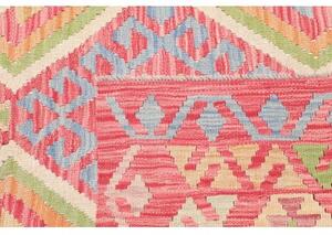 Tappeto Kilim Geometrico Rosso Azzurro 126x187 Cm