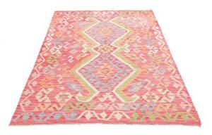 Tappeto Kilim Geometrico Rosso Azzurro 126x187 Cm