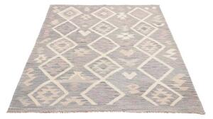 Tappeto Kilim Geometrico Grigio Azzurro Lavanda 127x173 Cm