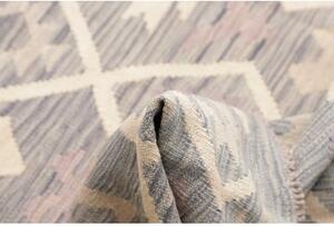 Tappeto Kilim Geometrico Grigio Azzurro Lavanda 127x173 Cm