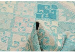 Tappeto Kilim Geometrico Turchese Avorio 125x178 Cm