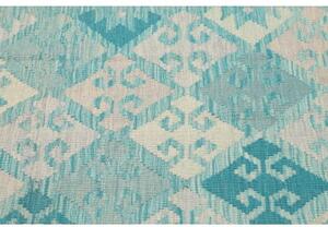 Tappeto Kilim Geometrico Turchese Avorio 125x178 Cm