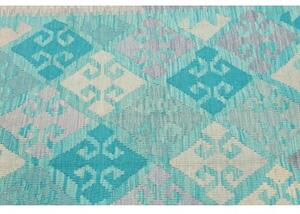 Tappeto Kilim Geometrico Turchese Beige 121x178 Cm